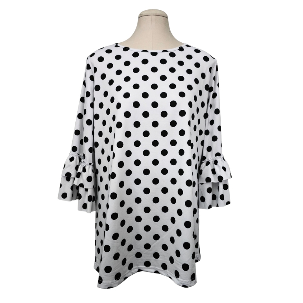 Dainty Jewells Polka Dot Tunic Top Ruffled Sleeves XXL Plus Size NWT